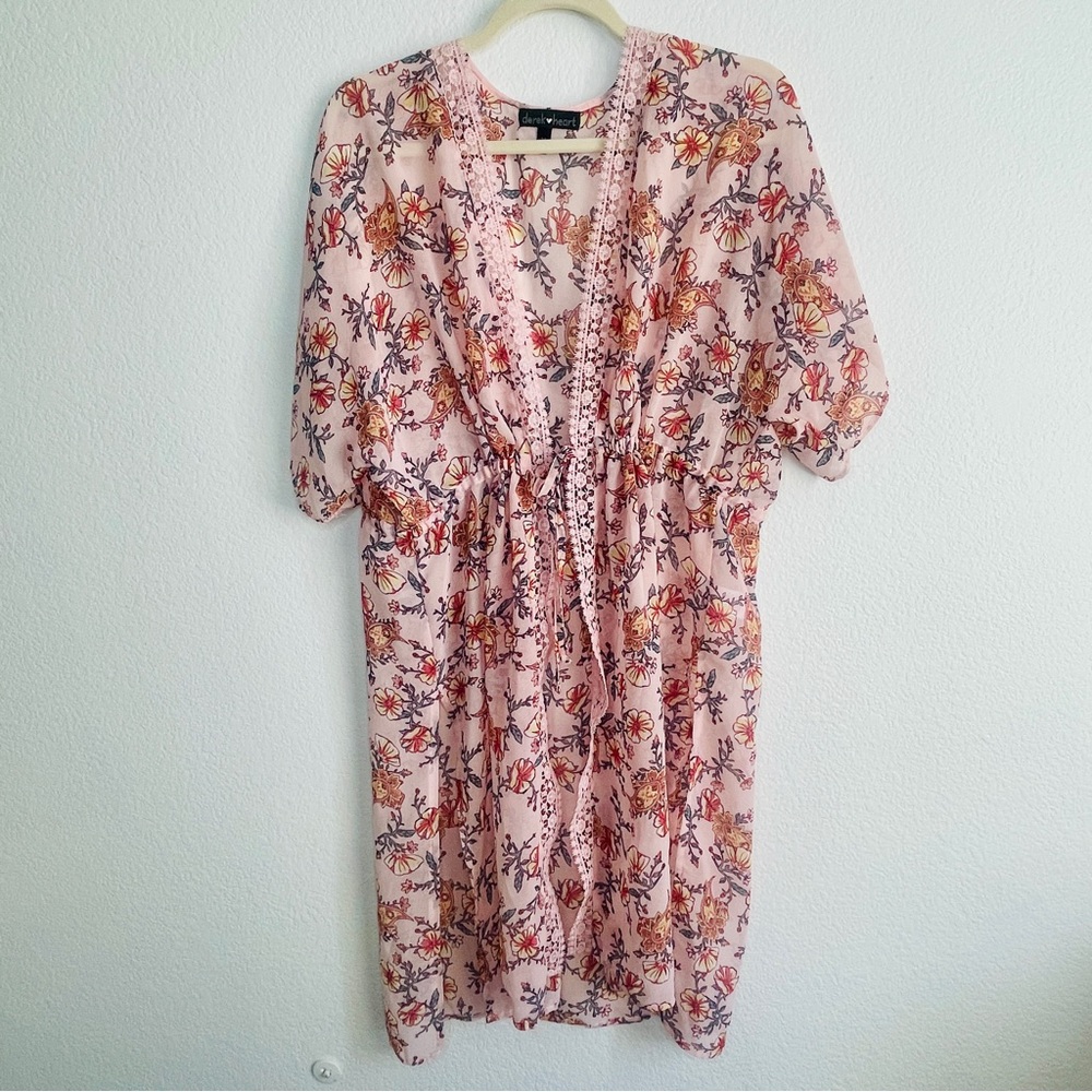 Beautiful bohemian style tunic with drawstring waist cover up shawl top